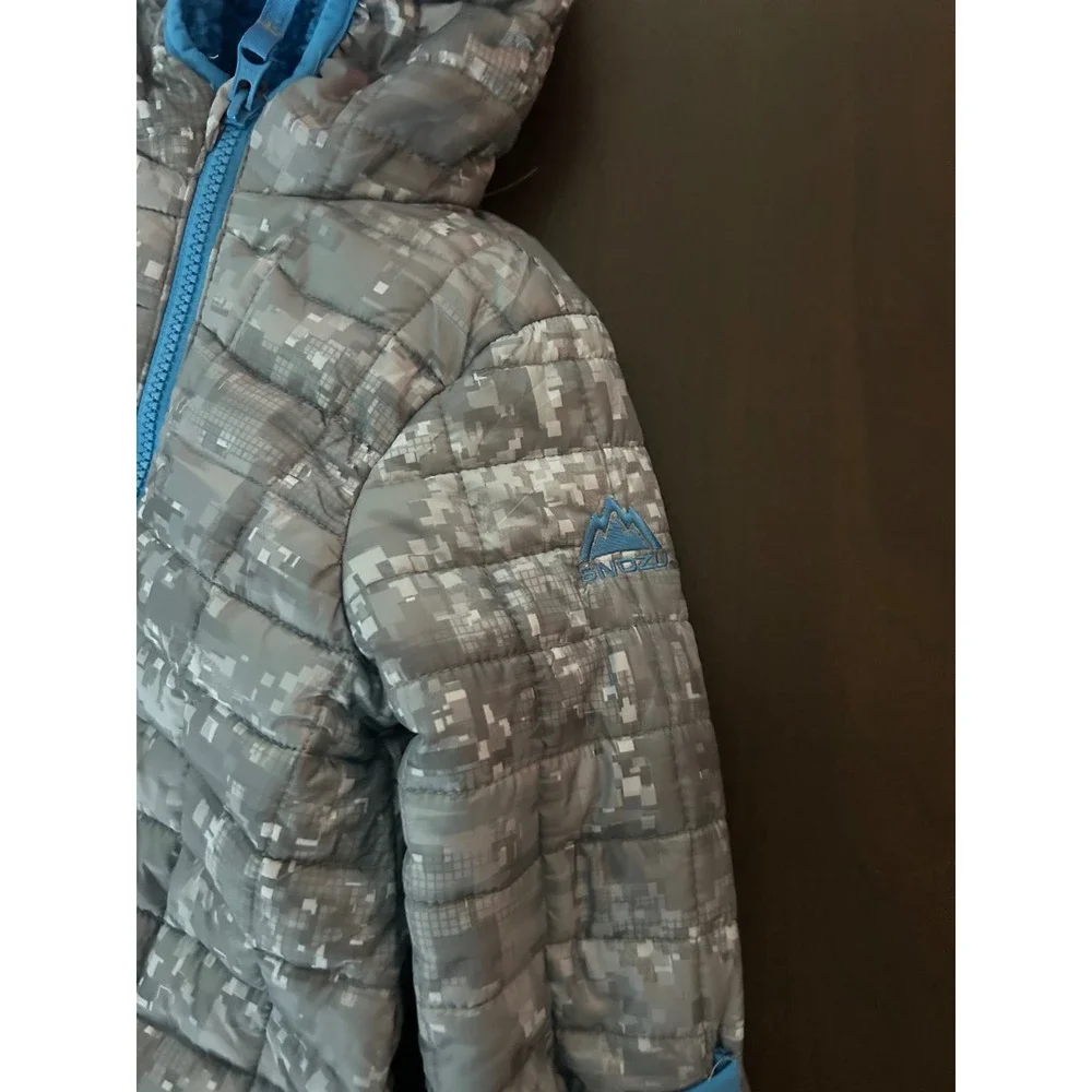 Snozu Infant Boys Grey Digital Camo Quilted Snowsuit Hooded Pram Suit 12 Months